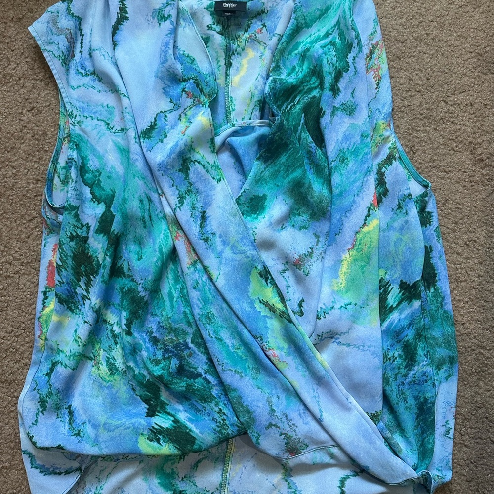Blue and Green Sleeveless Top